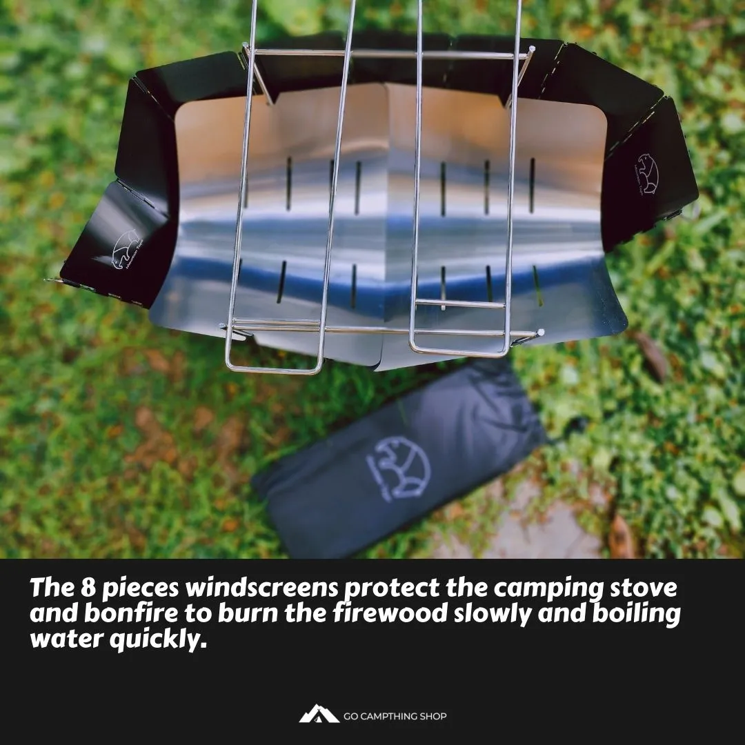 Mountain Tapir Camping Cooking Windscreen Aluminium Alloy Foldable Windshield Storage Bag Included