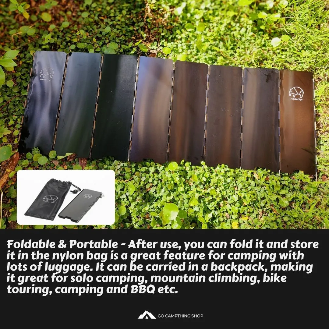 Mountain Tapir Camping Cooking Windscreen Aluminium Alloy Foldable Windshield Storage Bag Included