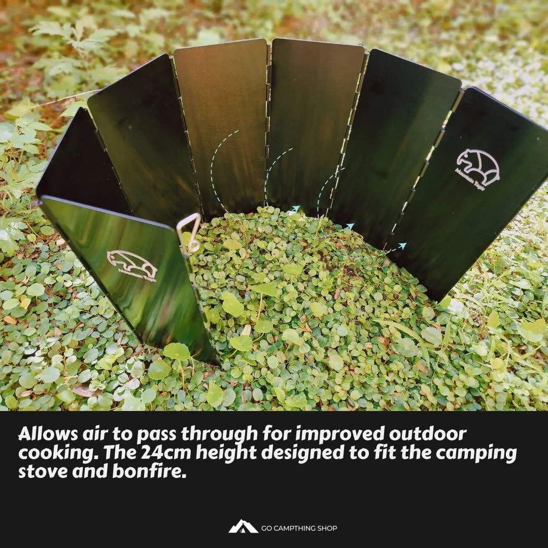 Mountain Tapir Camping Cooking Windscreen Aluminium Alloy Foldable Windshield Storage Bag Included
