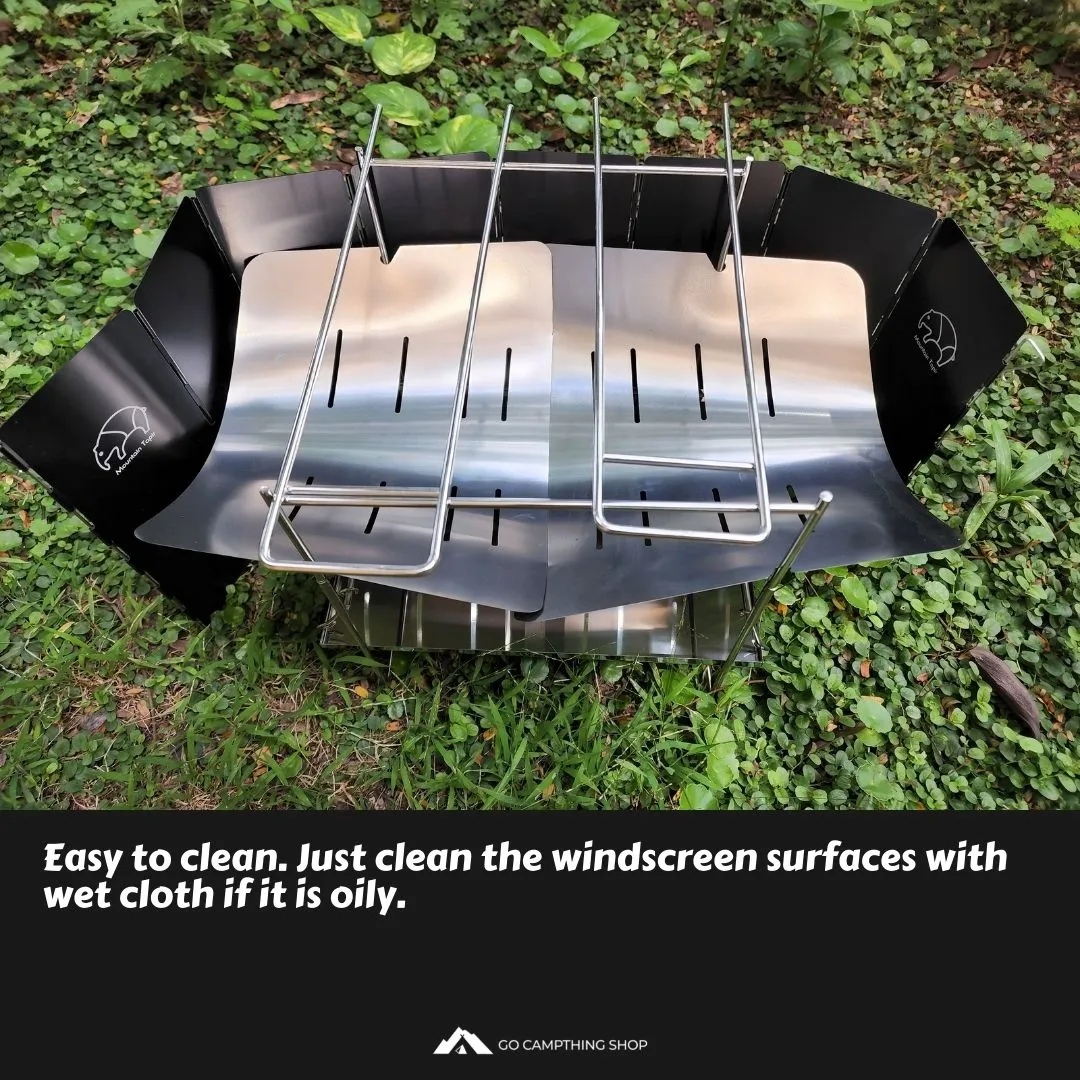 Mountain Tapir Camping Cooking Windscreen Aluminium Alloy Foldable Windshield Storage Bag Included