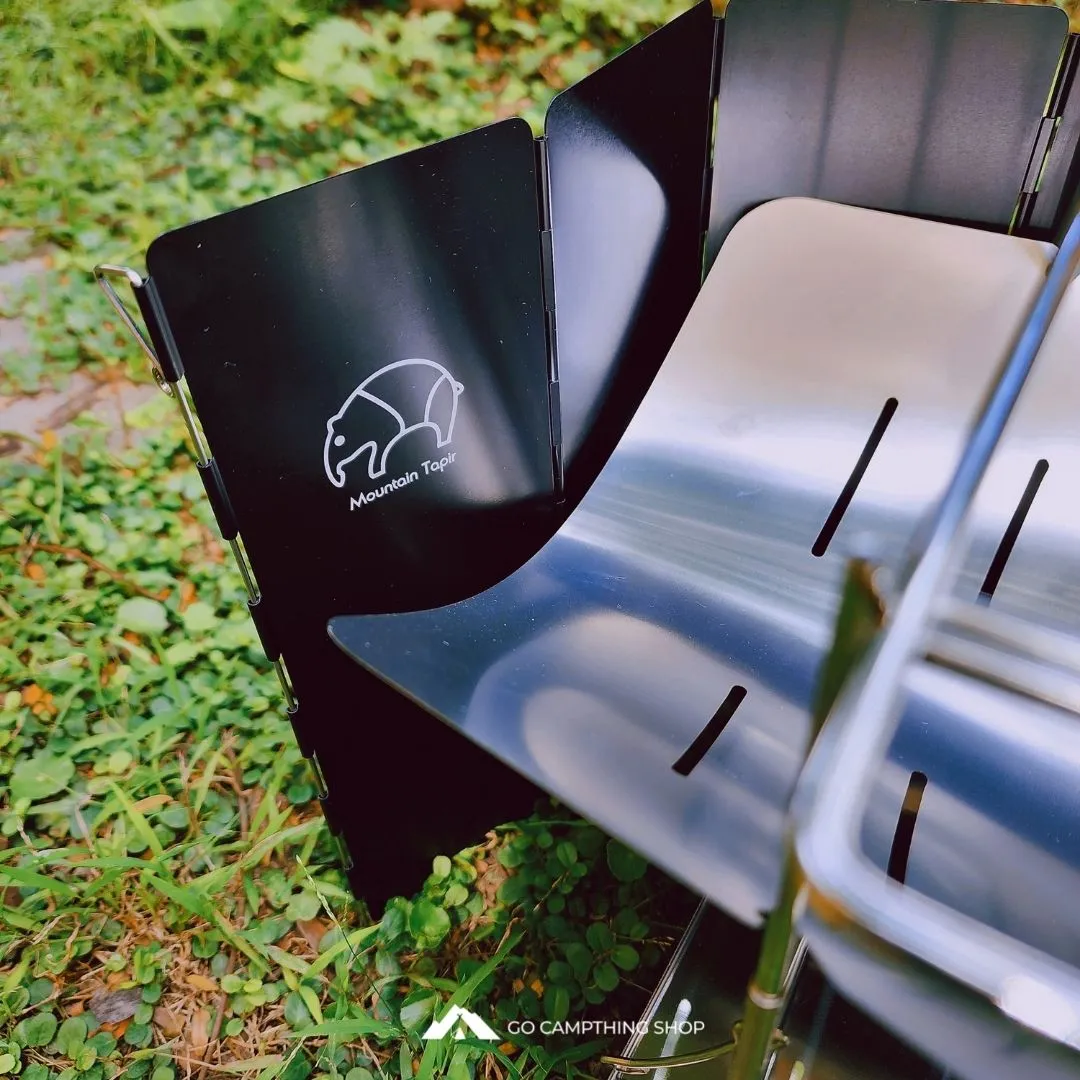 Mountain Tapir Camping Cooking Windscreen Aluminium Alloy Foldable Windshield Storage Bag Included