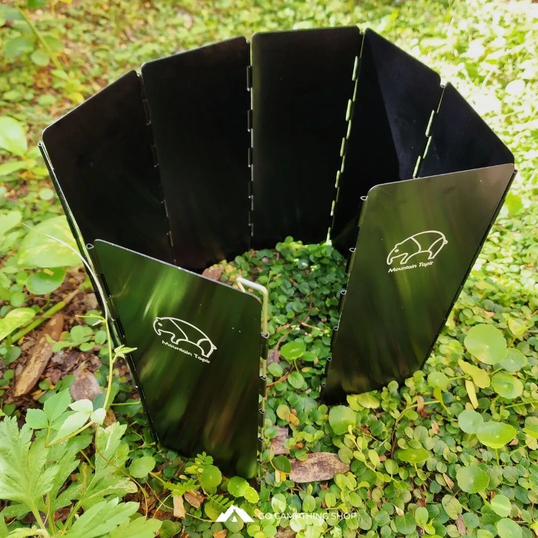 Mountain Tapir Camping Cooking Windscreen Aluminium Alloy Foldable Windshield Storage Bag Included