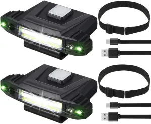 Mudder 2 Pieces Ultra Bright Mini LED Clip on Cap Light USB Rechargeable Motion Sensor Hat Visor Waterproof Cap Light Flashlight Headlamp for Fishing Camping Running Hard Hats Helmets, 4 Modes
