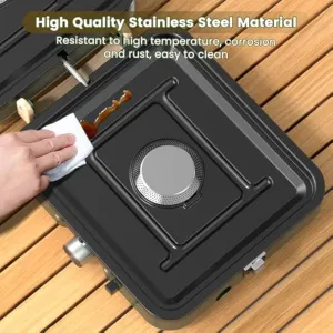 New Year promotion Griddle Smooth) Stove OGERY for Camping Ignition, Burners Propane Portable Reliable with Camp 2 Adjustable Piezo & Essentials Bag, and 2-Burner with (Textured Stove Camping Gear Foldable Carrying & Tailgating