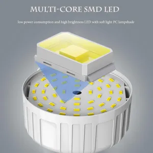 Newest 30W 5500LM Waterproof Rechargeable LED Night Light Bulb,Dimmable Emergency Lights, Outdoor BBQ Hanging Light, Bright Lights for Tent Lantern/Patio/Garden/Power Failure, Pack of 2