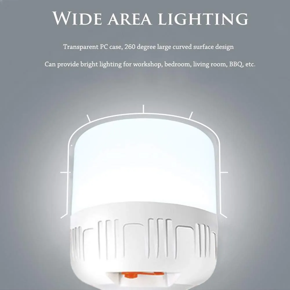 Newest 30W 5500LM Waterproof Rechargeable LED Night Light Bulb,Dimmable Emergency Lights, Outdoor BBQ Hanging Light, Bright Lights for Tent Lantern/Patio/Garden/Power Failure, Pack of 2