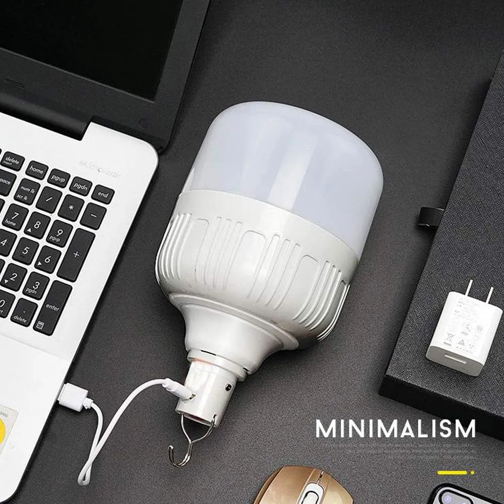 Newest 30W 5500LM Waterproof Rechargeable LED Night Light Bulb,Dimmable Emergency Lights, Outdoor BBQ Hanging Light, Bright Lights for Tent Lantern/Patio/Garden/Power Failure, Pack of 2