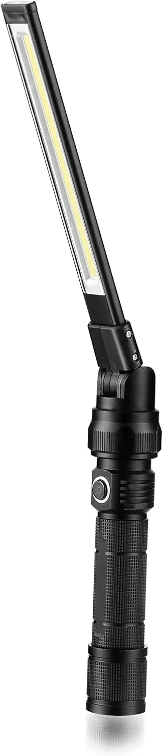 NextLED NT-7543 Foldable Rechargeable LED Work Light, COB LED Slim Work Light with Magnetic Base. Ultra Bright Flashlight, Cast Aluminum, Mechanics, Car Repair, Outdoor, Camping, Emergency, Garage
