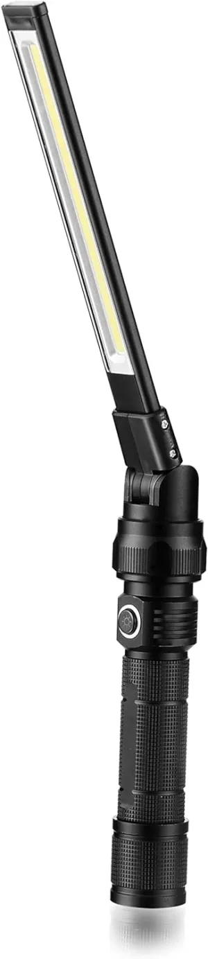 NextLED NT-7543 Foldable Rechargeable LED Work Light, COB LED Slim Work Light with Magnetic Base. Ultra Bright Flashlight, Cast Aluminum, Mechanics, Car Repair, Outdoor, Camping, Emergency, Garage