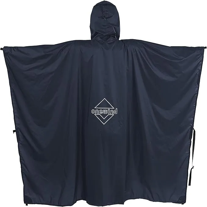 onewind Hooded Rain Poncho, Silnylon Camping Rain Coat Versatile Survival Shelter Lightweight Poncho for Hiking, Backpacking