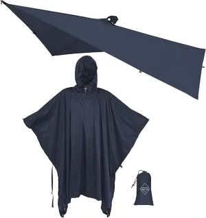 onewind Hooded Rain Poncho, Silnylon Camping Rain Coat Versatile Survival Shelter Lightweight Poncho for Hiking, Backpacking