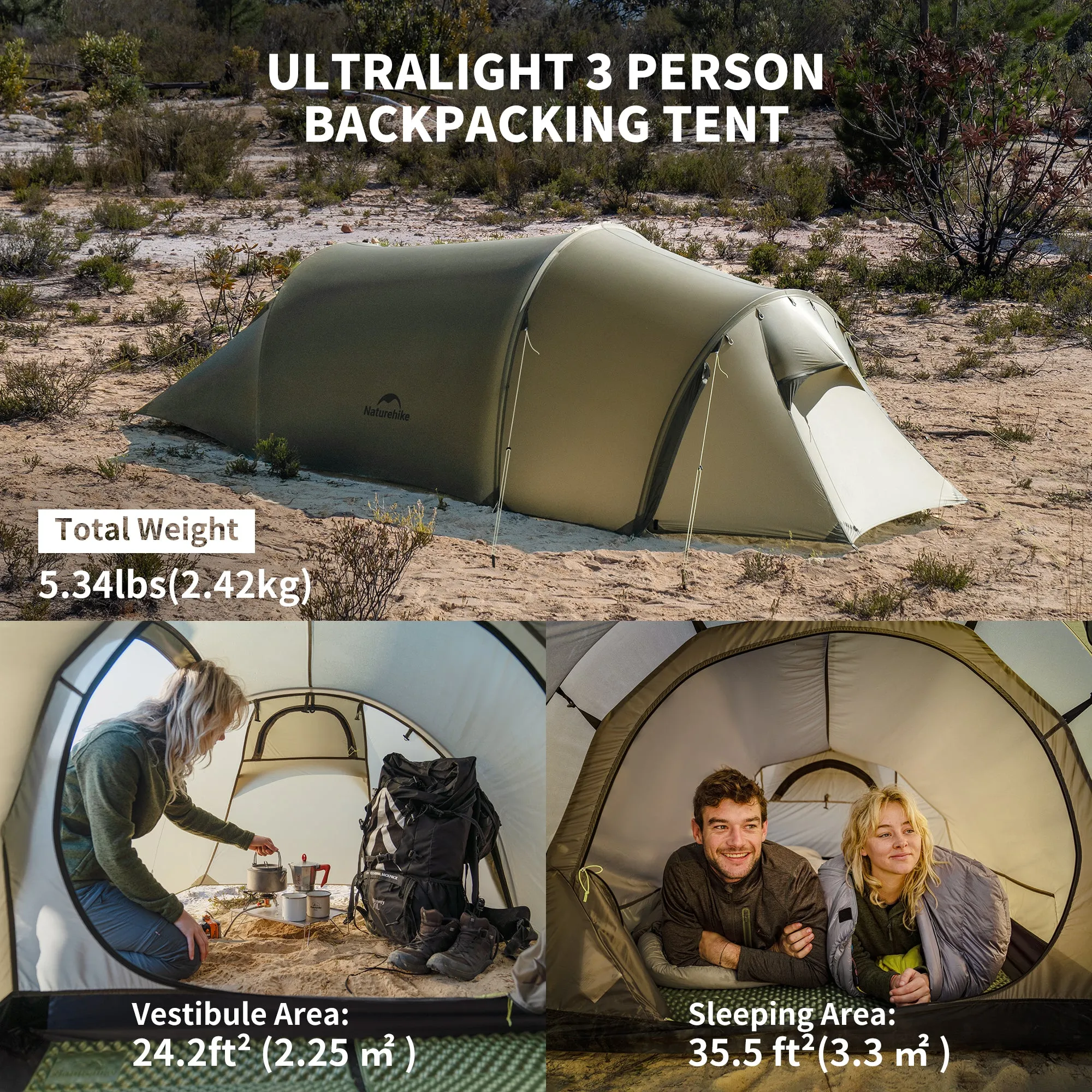 Opalus Large selection Ultralight Tent Men Series Hiking Olive 3 Stock-clearance Naturehike