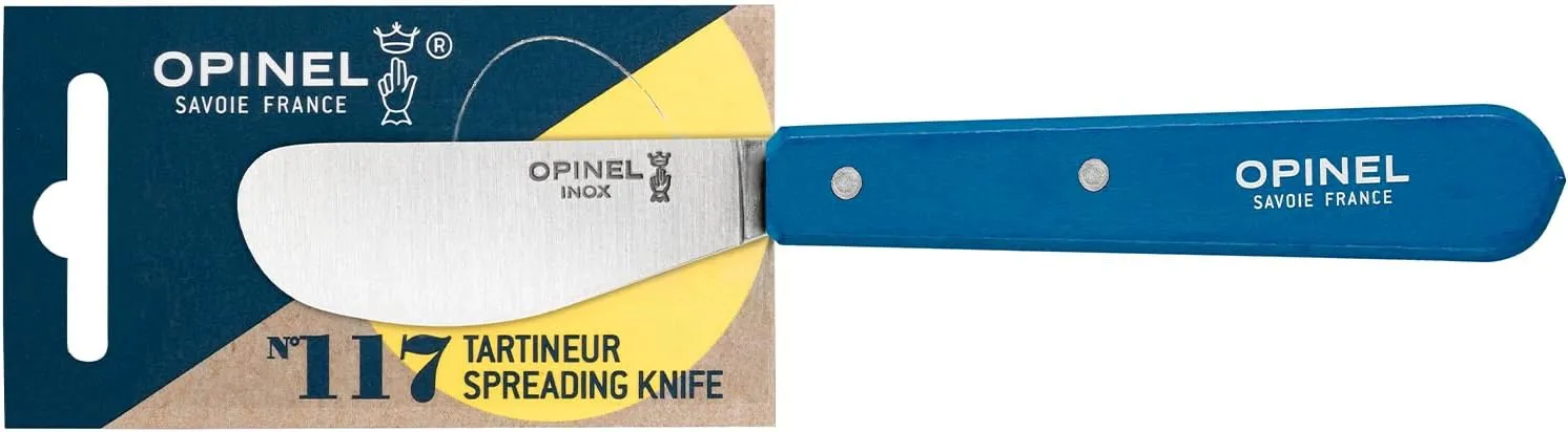 OPINEL Essential No.117 Spreading   Butter Knife, Painted Hornbeam Wood Handles, Made in France (Dark Blue)