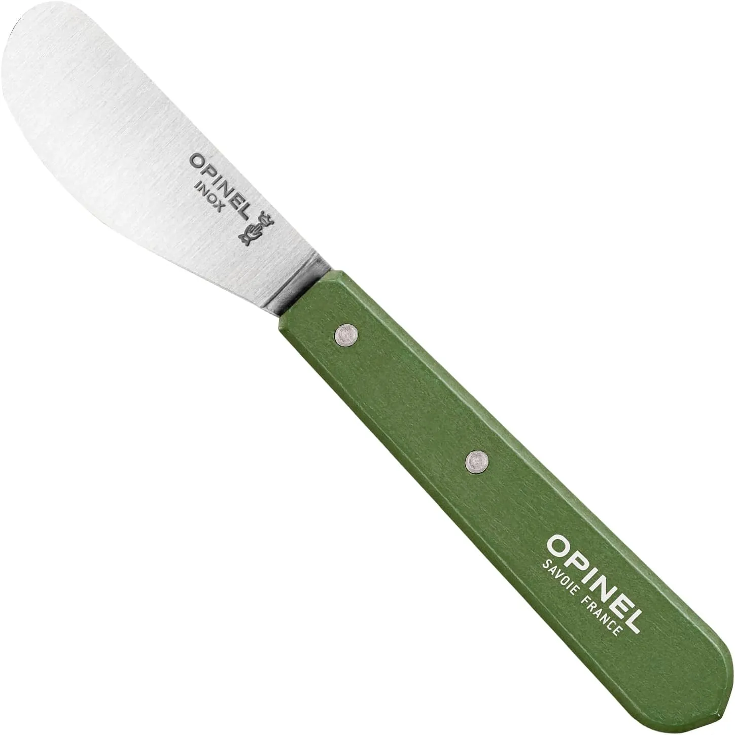 OPINEL Essential No.117 Spreading   Butter Knife, Painted Hornbeam Wood Handles, Made in France (Dark Green)