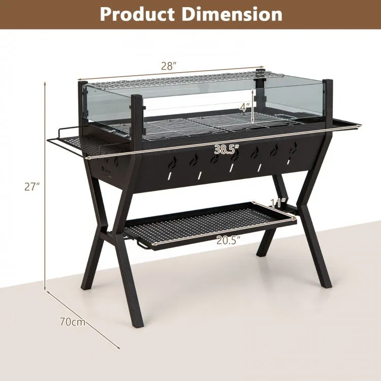 Outdoor Camping Portable Black Windproof Seasoning Rack BBQ Grill Charcoal Stove