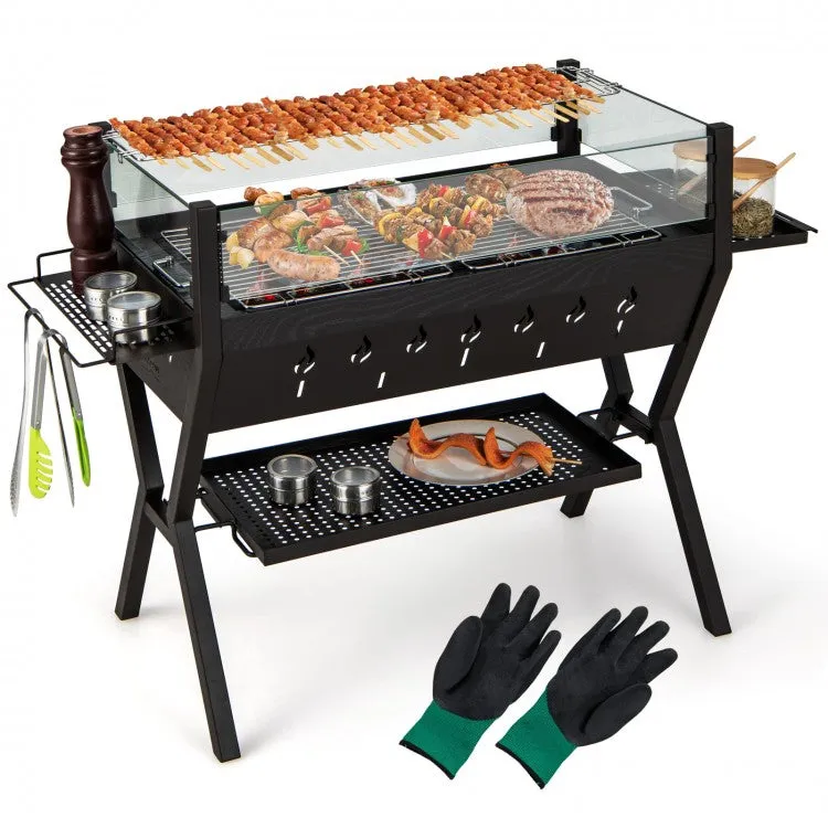 Outdoor Camping Portable Black Windproof Seasoning Rack BBQ Grill Charcoal Stove