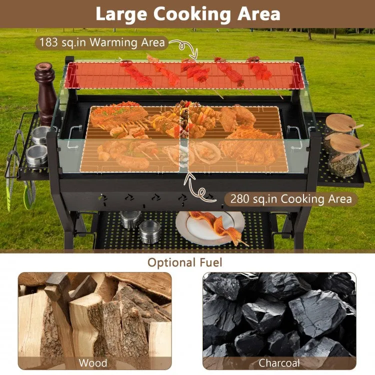 Outdoor Camping Portable Black Windproof Seasoning Rack BBQ Grill Charcoal Stove