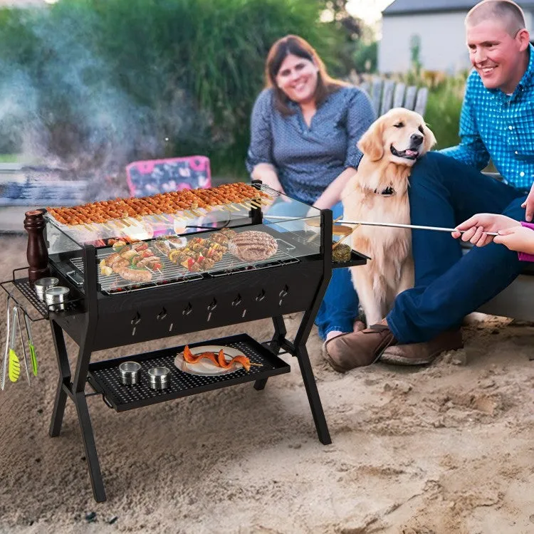 Outdoor Camping Portable Black Windproof Seasoning Rack BBQ Grill Charcoal Stove