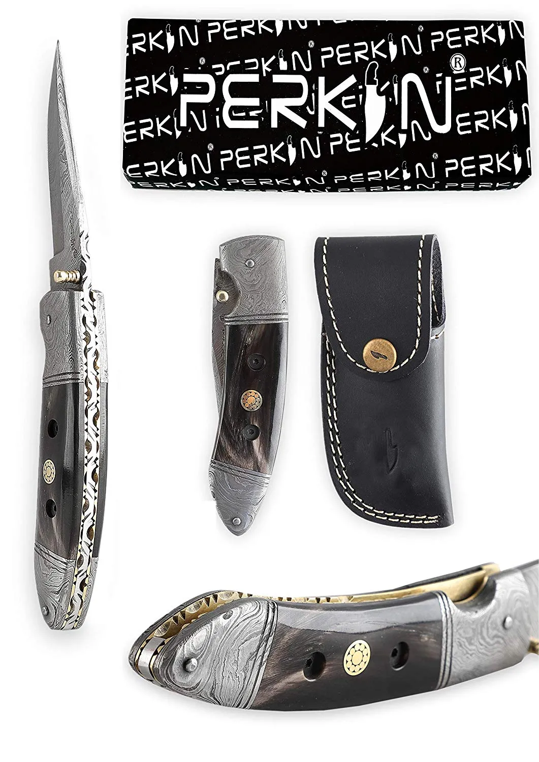 Perkin Knives - Handmade Damascus Pocket Knife - Hunting Knife Foldable …