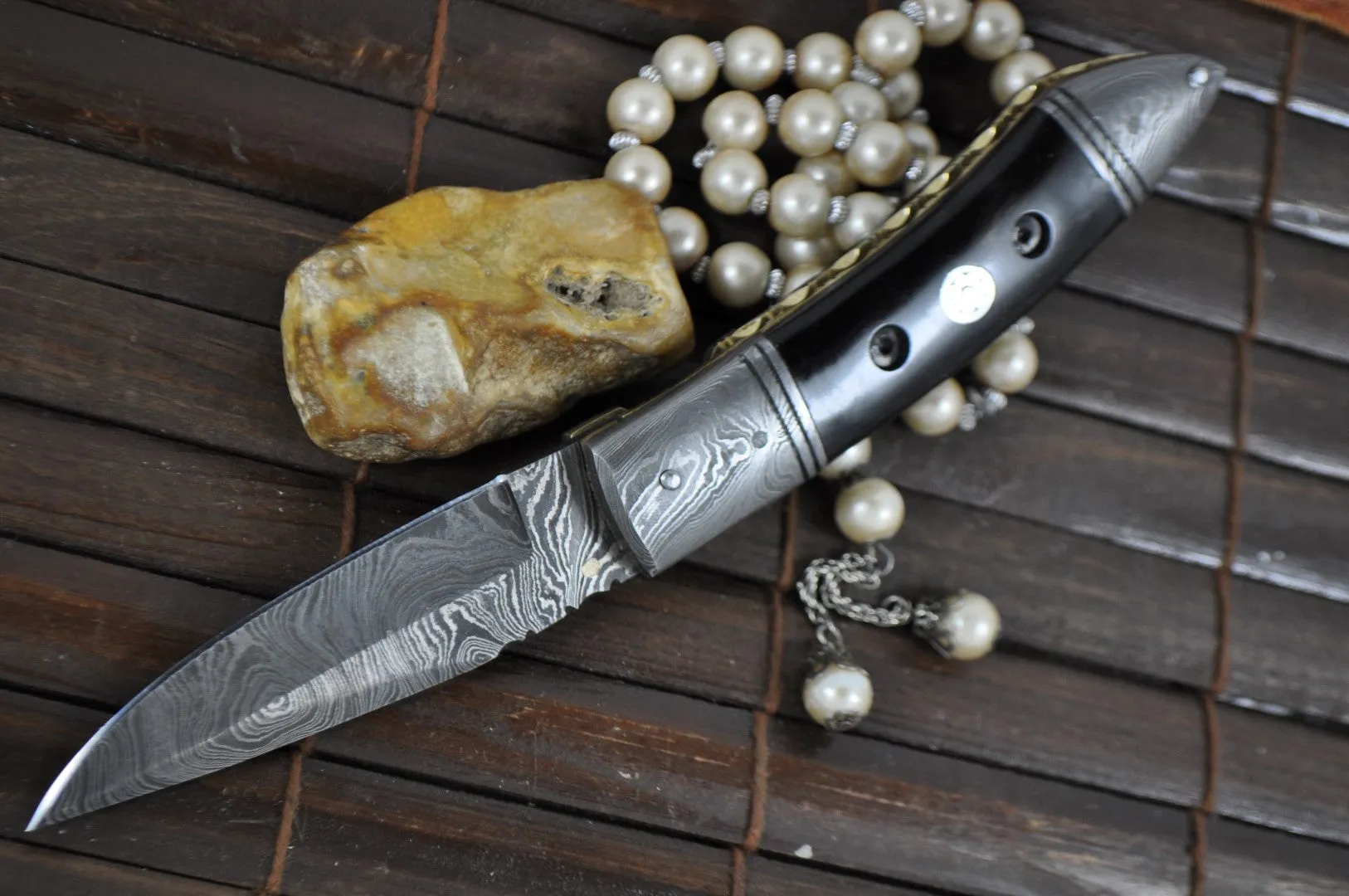 Perkin Knives - Handmade Damascus Pocket Knife - Hunting Knife Foldable …