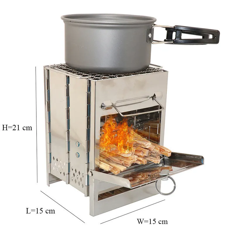 Picnic Stove Cooking Folding Hunting Lightweight Outdoor Burning BBQ Excellent Adjustable Artistic flair Windproof for Stove Camping Wood Wood