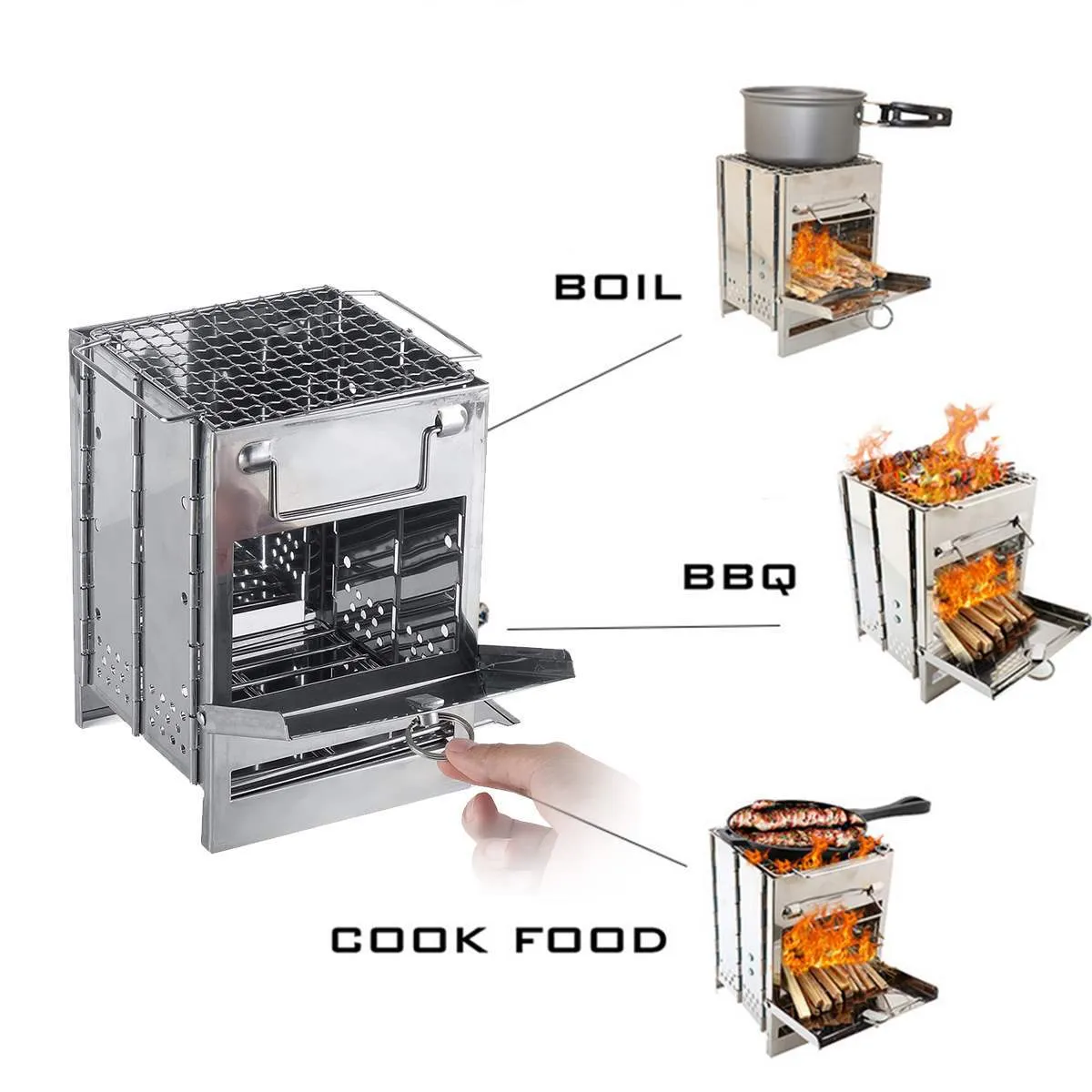 Picnic Stove Cooking Folding Hunting Lightweight Outdoor Burning BBQ Excellent Adjustable Artistic flair Windproof for Stove Camping Wood Wood
