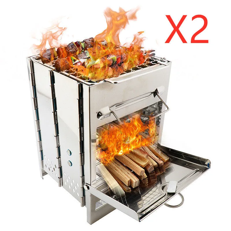 Picnic Stove Cooking Folding Hunting Lightweight Outdoor Burning BBQ Excellent Adjustable Artistic flair Windproof for Stove Camping Wood Wood