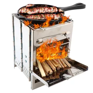 Picnic Stove Cooking Folding Hunting Lightweight Outdoor Burning BBQ Excellent Adjustable Artistic flair Windproof for Stove Camping Wood Wood