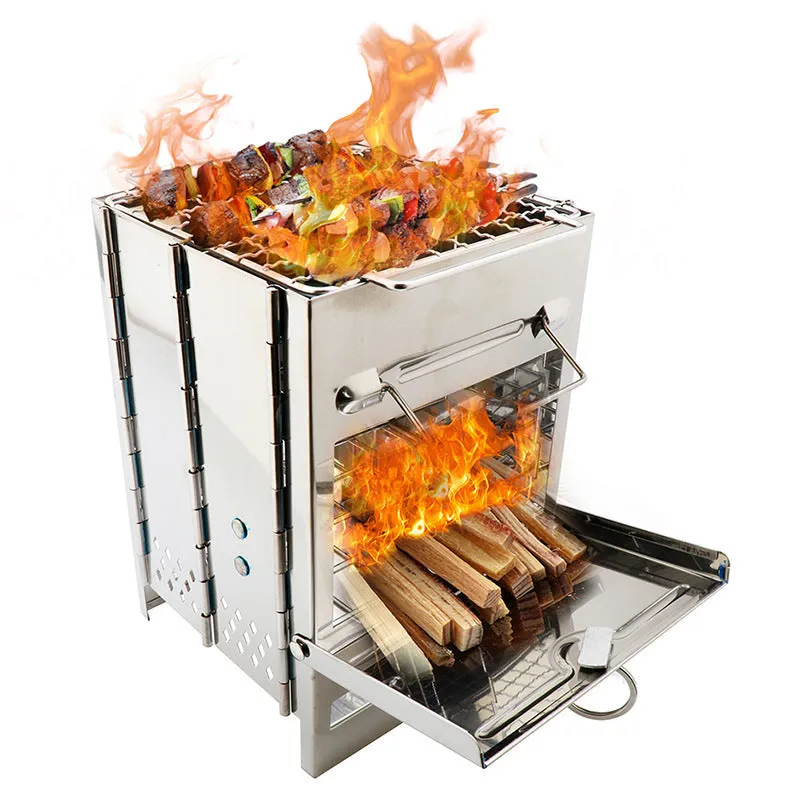 Picnic Stove Cooking Folding Hunting Lightweight Outdoor Burning BBQ Excellent Adjustable Artistic flair Windproof for Stove Camping Wood Wood