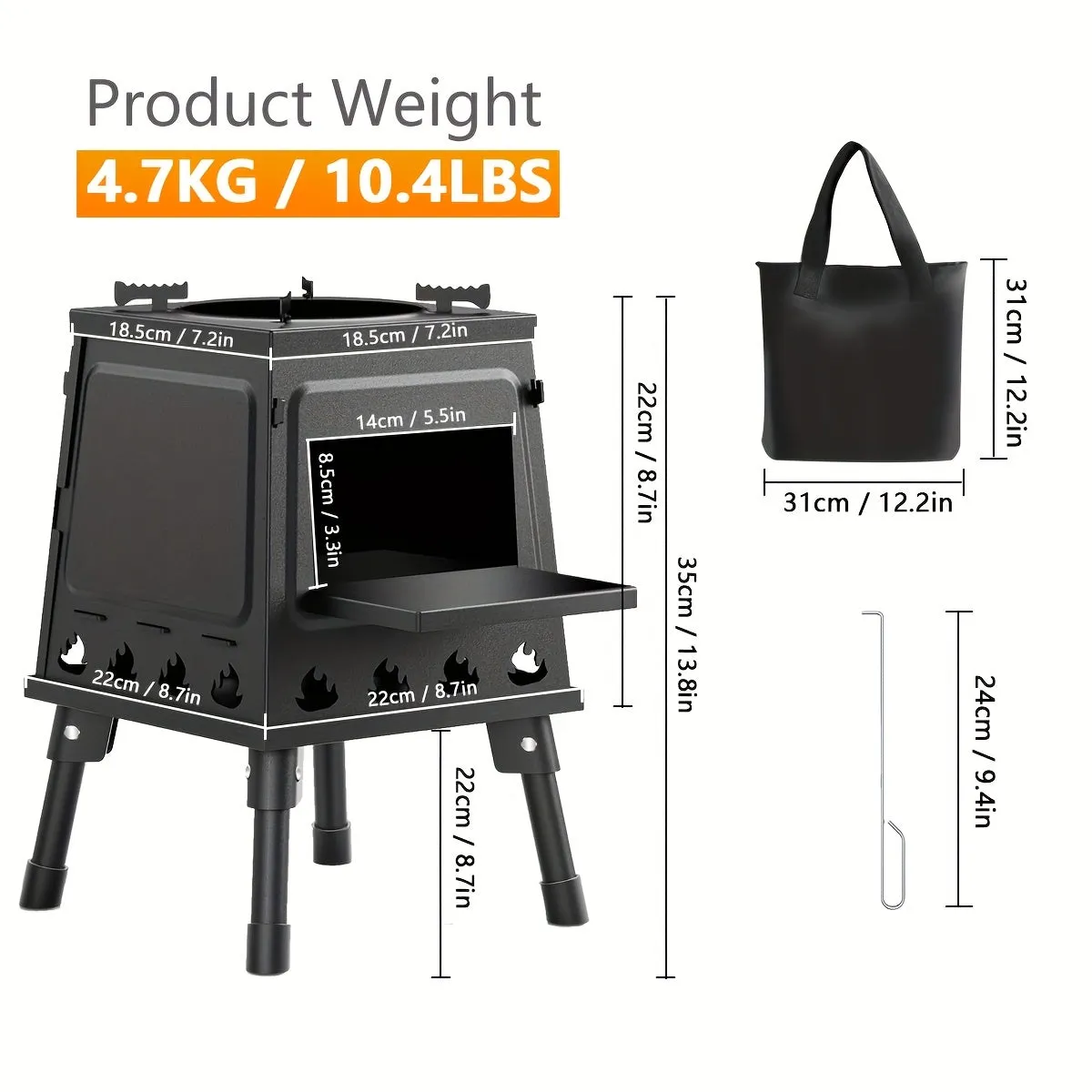 Portable Cast Iron Wood Burning Camp Stove