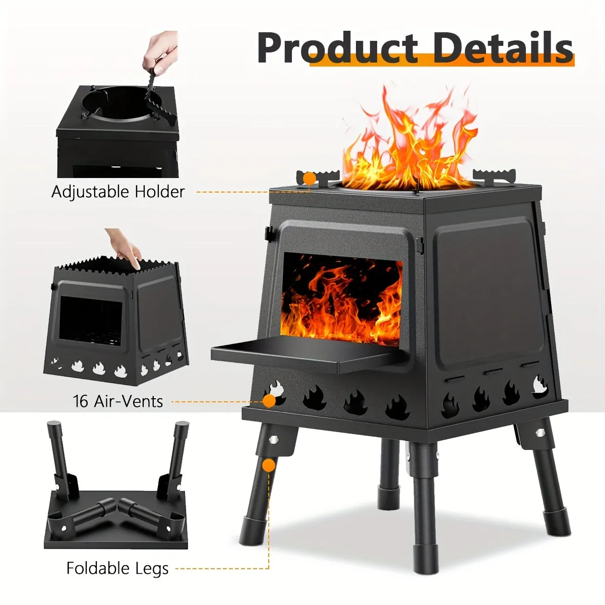 Portable Cast Iron Wood Burning Camp Stove