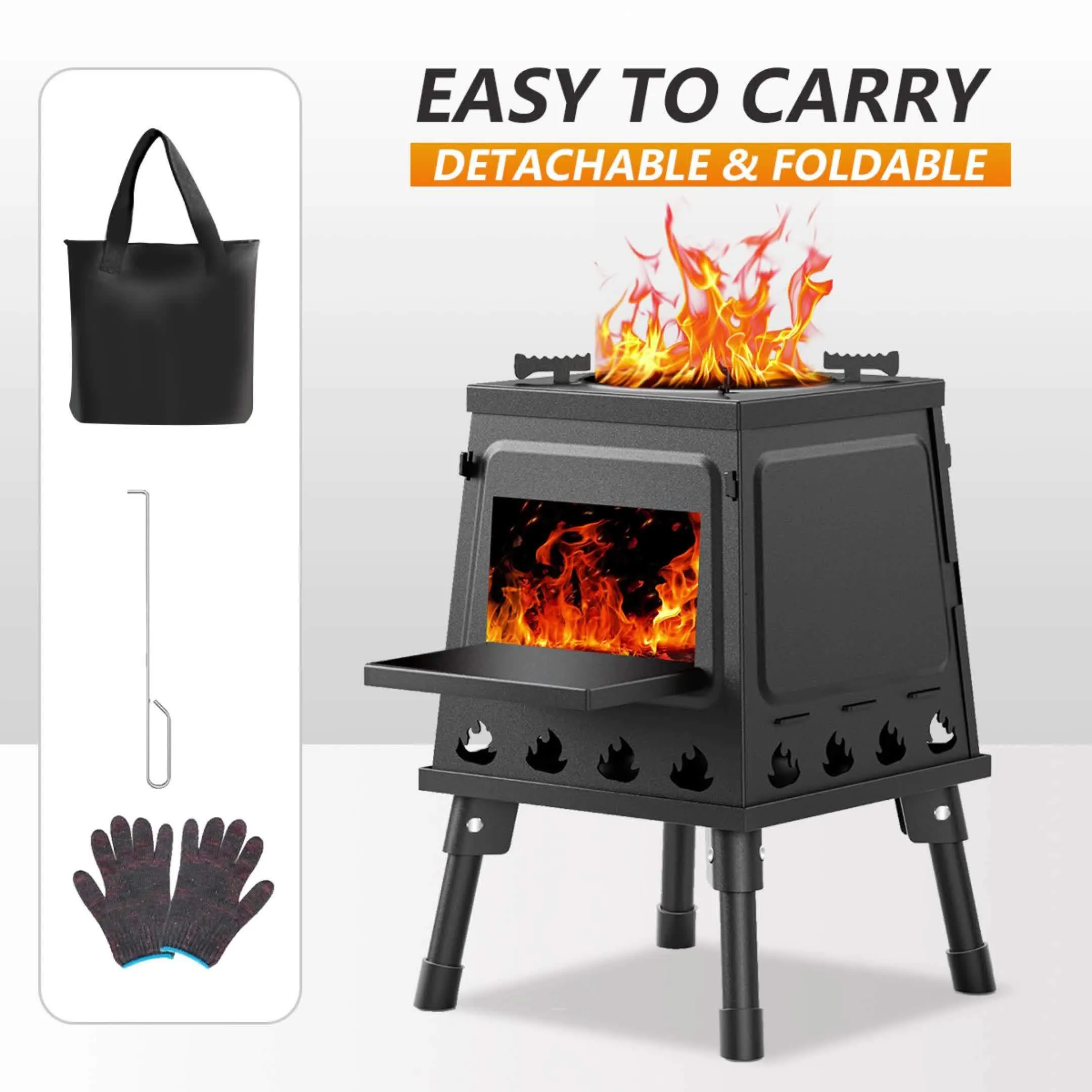 Portable Cast Iron Wood Burning Camp Stove