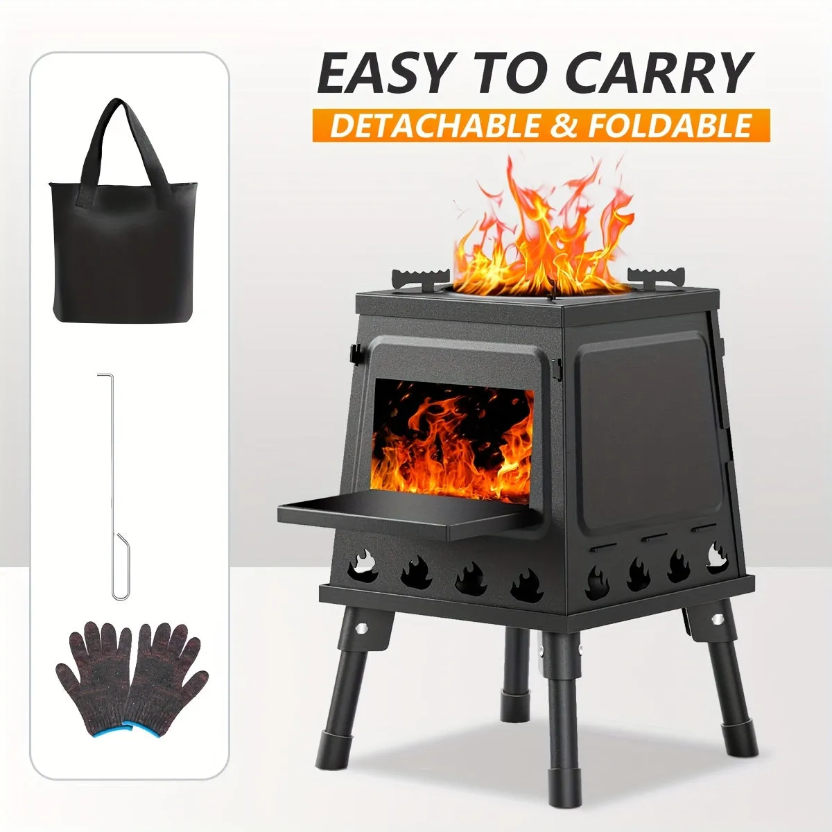 Portable Cast Iron Wood Burning Camp Stove