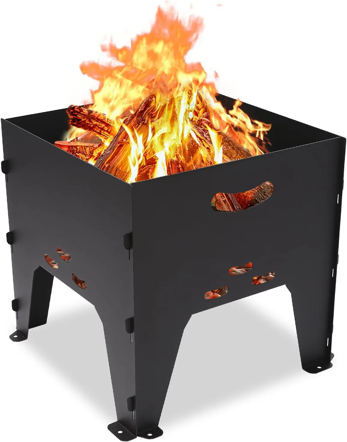 Portable Fire Pit 13.8 x 13.8 inch, Collapsible Firepit for Outside Wood Burning, Camping, Foldable Outdoor Accessories for BBQ Picnic, Backyard Fire Pits Bonfire