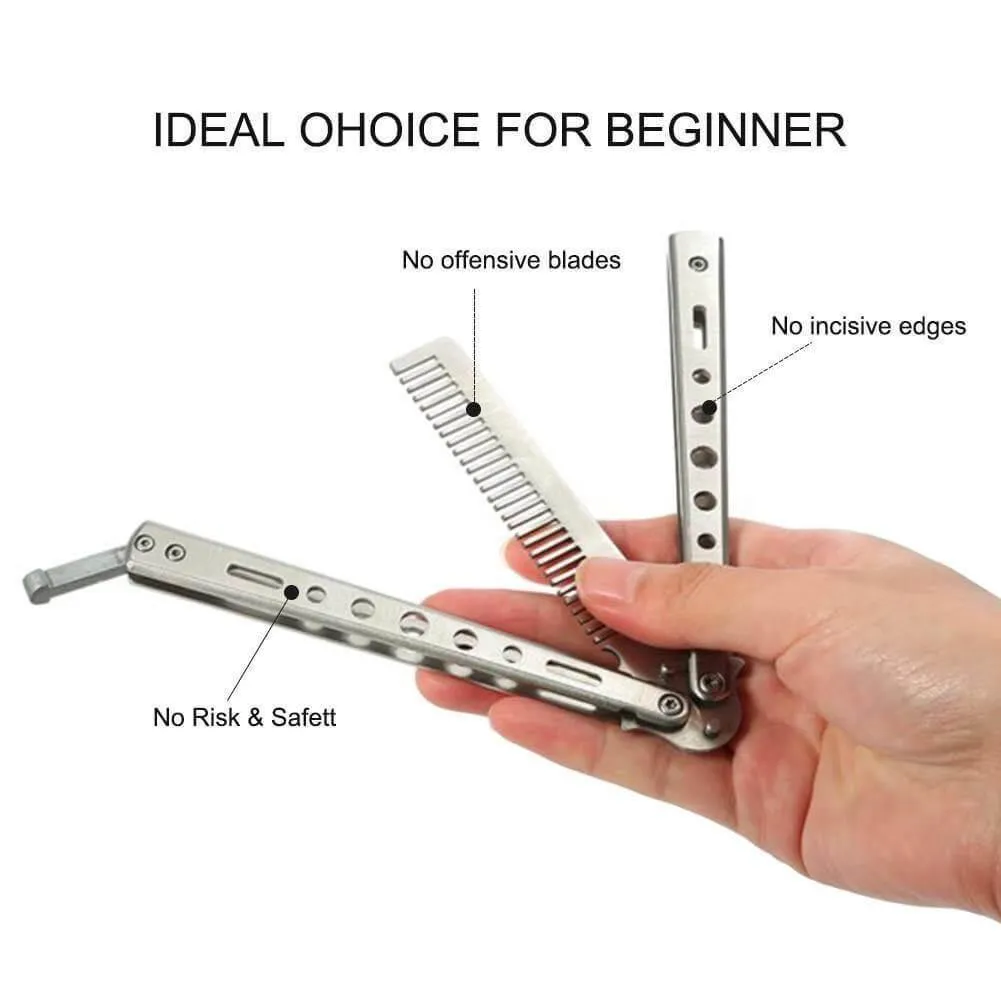 Portable Foldable Stainless Steel Butterfly Hair Brush - Travel Hair Tool