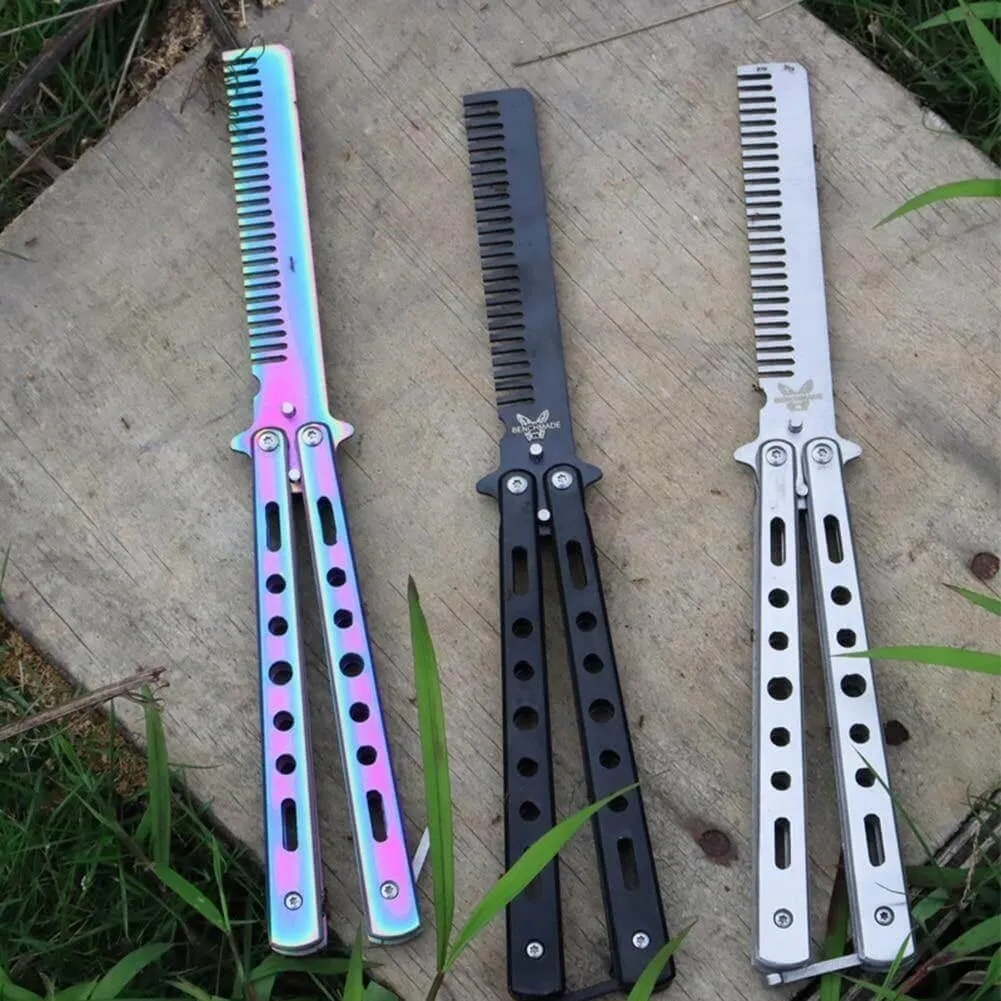 Portable Foldable Stainless Steel Butterfly Hair Brush - Travel Hair Tool