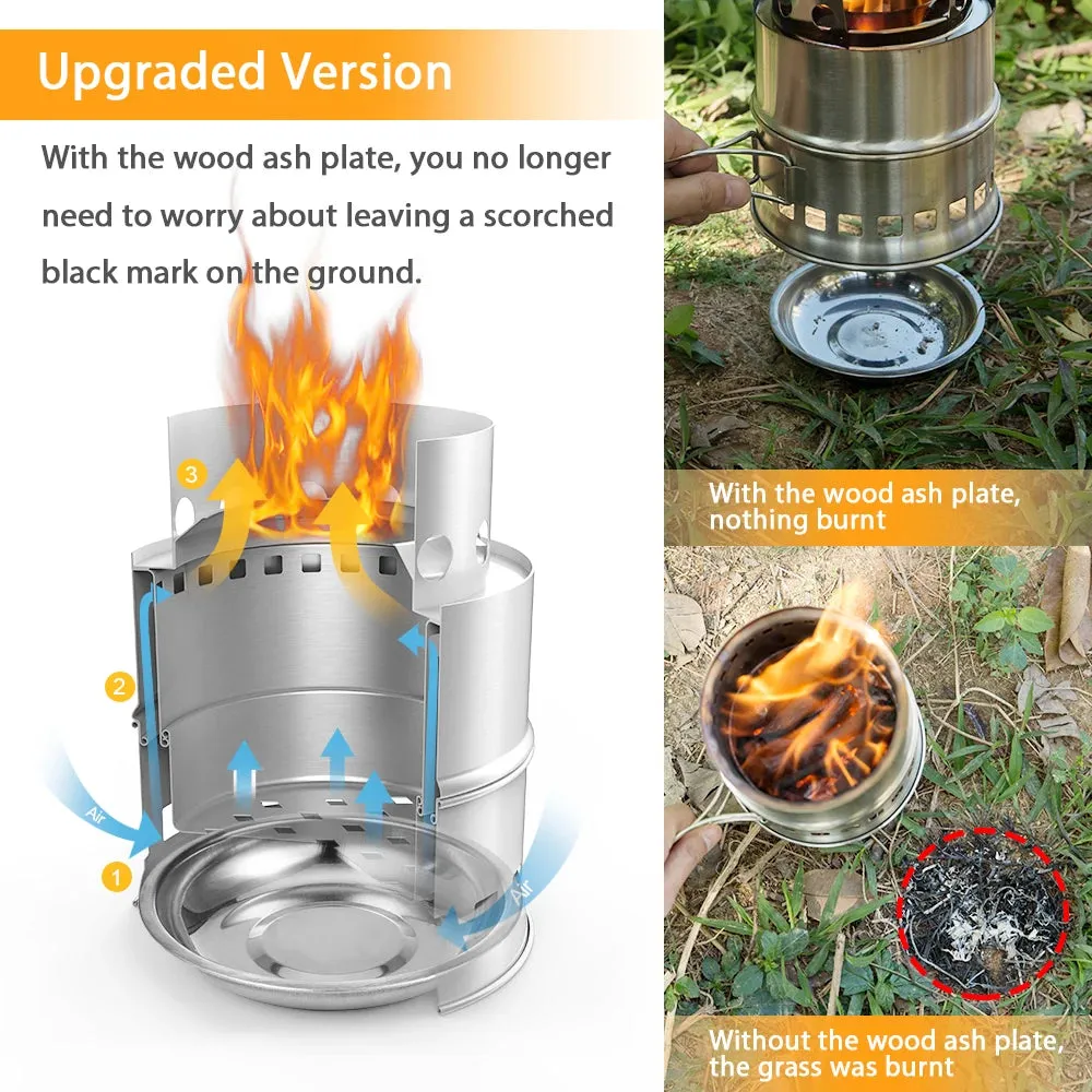 Portable Folding Windproof Wood Burning Stove for Camping & Backpacking