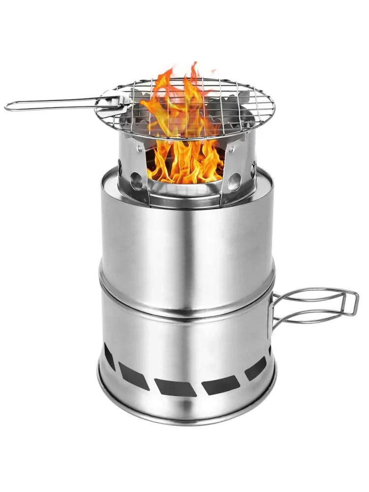 Portable Folding Windproof Wood Burning Stove for Camping & Backpacking