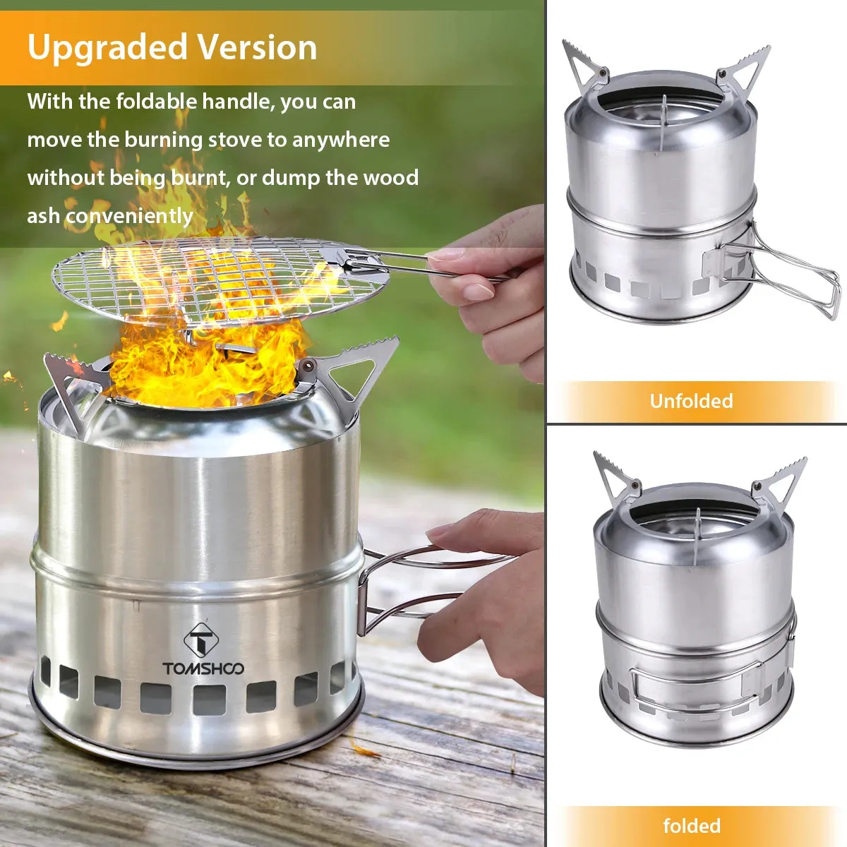 Portable Folding Windproof Wood Burning Stove for Camping & Backpacking