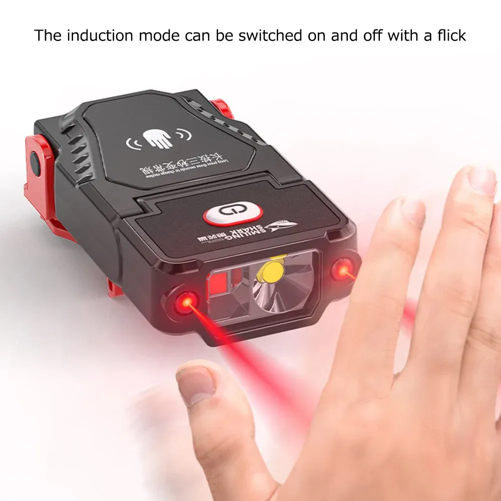 Portable LED Clip-On Cap Headlight with Motion Sensor, Adjustable Angle, USB Rechargeable Headlamp for Camping & Fishing
