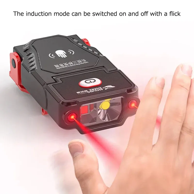 Portable LED Clip-On Cap Headlight with Motion Sensor, Adjustable Angle, USB Rechargeable Headlamp for Camping & Fishing