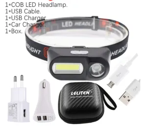 Portable mini XPE COB LED Headlamp USB Rechargeable