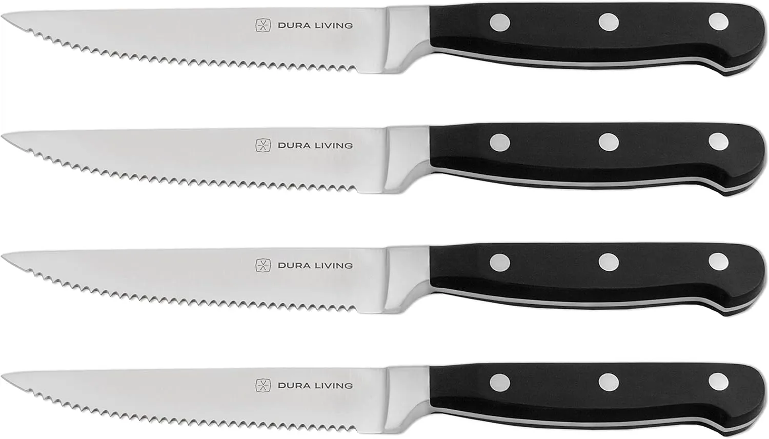 Premium 4-Piece Steak Knife Set – Sharp Serrated Blades, Forged High Carbon Stainless Steel, Full Tang, Ergonomic Handle, Elegant Black Finish – Ideal for Dining & Entertaining