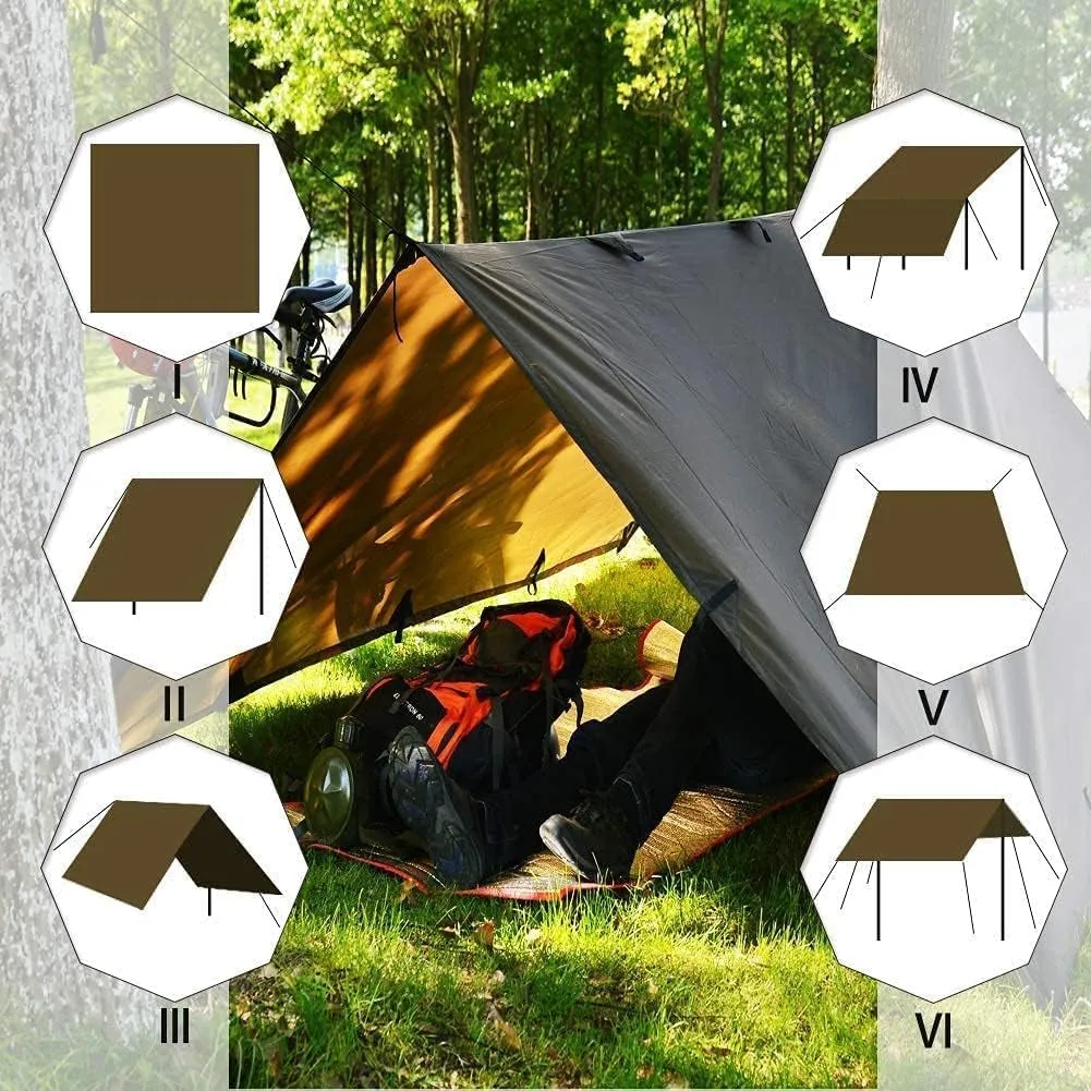 Pu Tent Tent Tarp Sunshade Picnic Camping Picnic Rain Tent Survival Camping Mat Mat Hammock Shelter Tarp, Global delivery Highly functional Tarp, Tarp Fly Waterproof