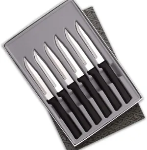 RADA Cutlery 6-Piece Serrated Steak Knife Gift Set, Black Handles
