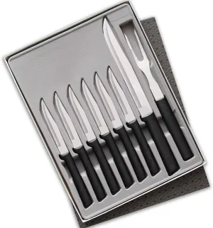 Rada Cutlery Meat 8-Piece Lover’s Steak Knife Gift Set, Black Handle
