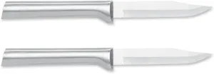 Rada Cutlery Regular Paring Knife (R101), 3.25" Stainless Steel Hollow Ground Blade, Made in USA, Silver Handle, Pack of 2