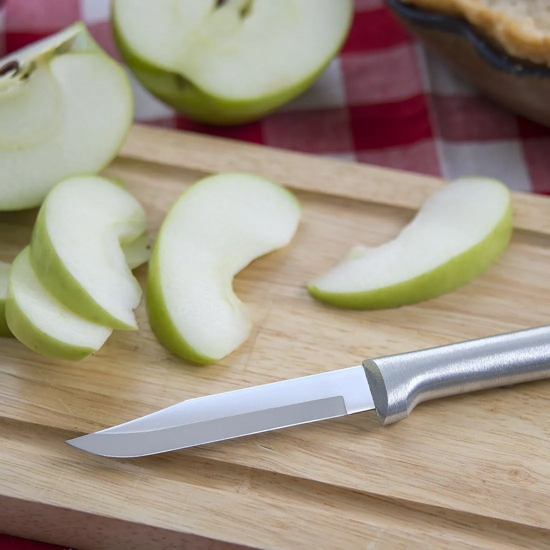 Rada Cutlery Regular Paring Knife (R101), 3.25" Stainless Steel Hollow Ground Blade, Made in USA, Silver Handle, Pack of 2