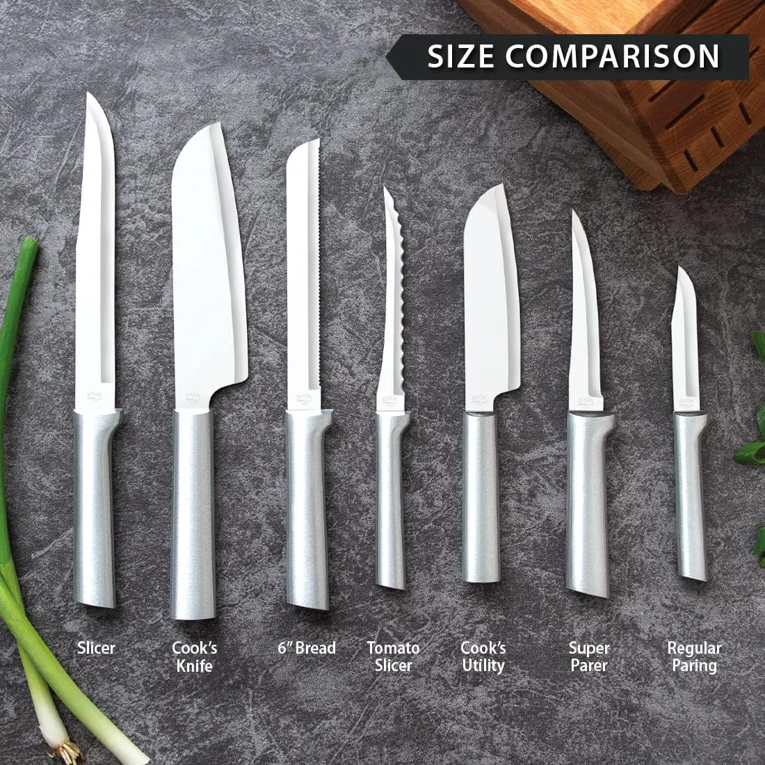 Rada Cutlery Regular Paring Knife (R101), 3.25" Stainless Steel Hollow Ground Blade, Made in USA, Silver Handle, Pack of 2