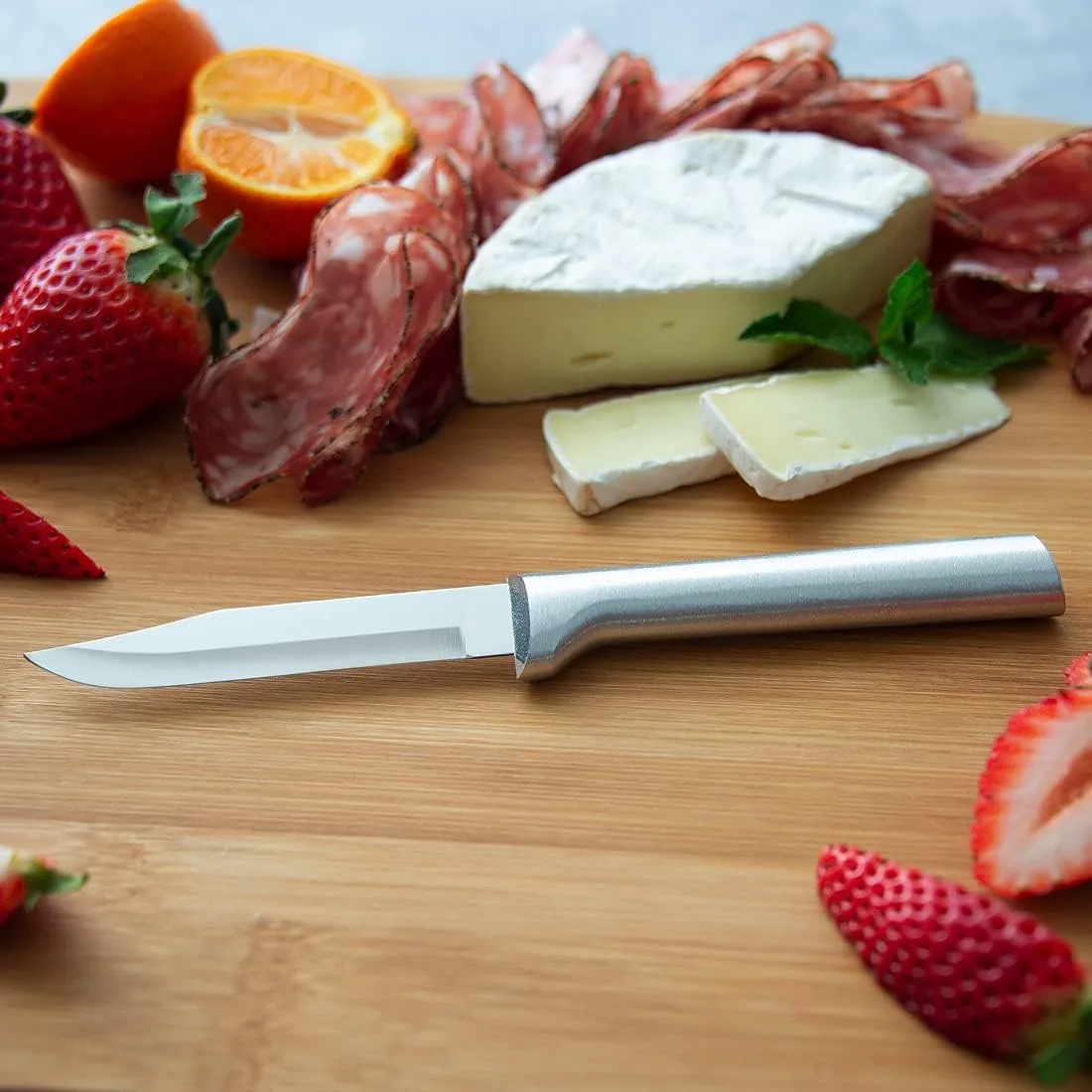 Rada Cutlery Regular Paring Knife (R101), 3.25" Stainless Steel Hollow Ground Blade, Made in USA, Silver Handle, Pack of 2